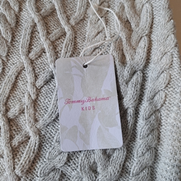 Tommy Bahama girls size 14 asymetric gray metallic long sleeve sweater NWT - Picture 2 of 7